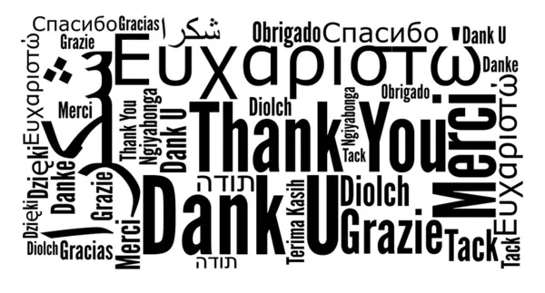 Danke-Satz in verschiedenen Sprachen Stockfoto