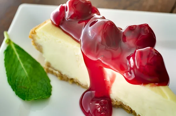 Cherries on Cheesecake — Stock Photo, Image
