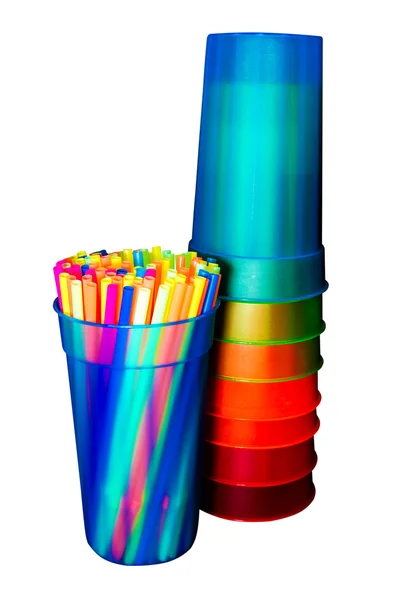 Straws and Cups Isolated — Stock Photo, Image