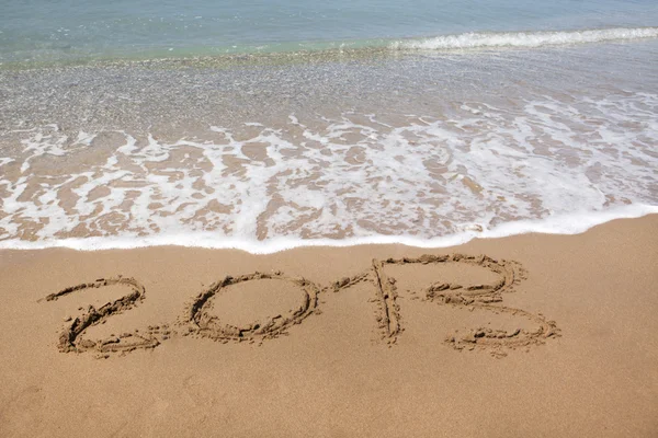 2013 year wrote on the beach, with copy space — Stock Photo, Image