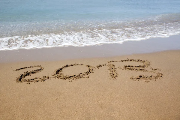 2013 year wrote on the beach, with copy space — Stock Photo, Image