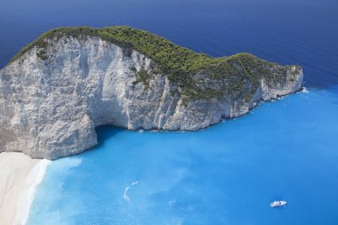 Blue beach lagün ada cenneti. İyonik Yunanistan Deniz zakyntho