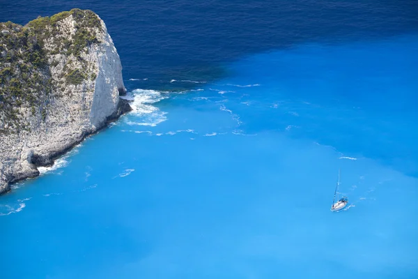Laguna de playa azul, paraíso insular. Mar Jónico de Grecia Zakyntho — Foto de Stock