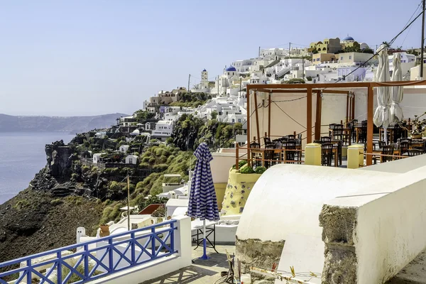 Santorini weergave (Firostefani) - vakantie achtergrond — Stockfoto