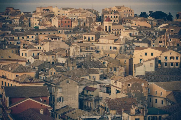 Vista vintage della città di corfù — Foto Stock