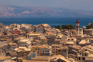 corfu Town View. Korfu, Yunanistan'ın çekilmiş fotoğrafı