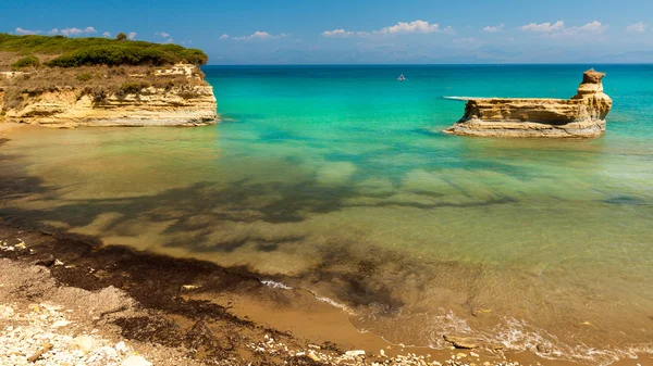 Canal D'amour yellow beach rocks in Sidari, Corfu — Stock Photo, Image