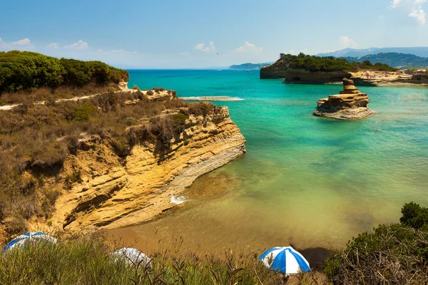 Vista de la bahía de Sidari en Corfú. Canal d 'amour — Foto de Stock