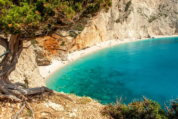 Vista da praia de Porto Katsiki, Lefkada Grécia — Fotografia de Stock
