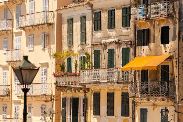 Specific old Corfu Town facades, Greece — Stock Photo, Image