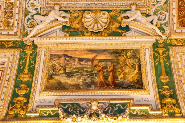 地图房间细节从梵蒂冈博物馆，意大利罗马 — 图库照片