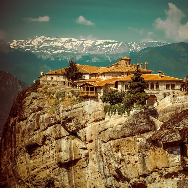 Vintage Coaster - Meteora Monasteries in Greece — Stock Photo, Image