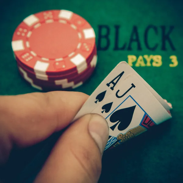 Vintage black jack bord — Stockfoto