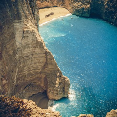 muhteşem plaj navagio, zakynthos, Yunanistan - vintage coaster