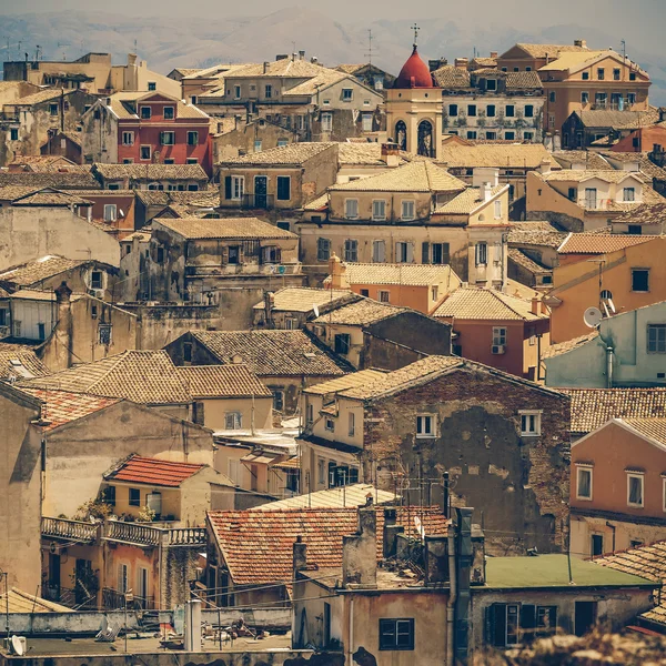 Vista do Castelo de corfu kerkyra de cidade em vintage russa Grécia — Stockfoto