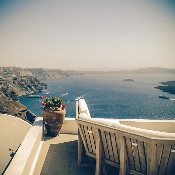 Vintage vista de la imagen Isla de Santorini, Grecia — Foto de Stock