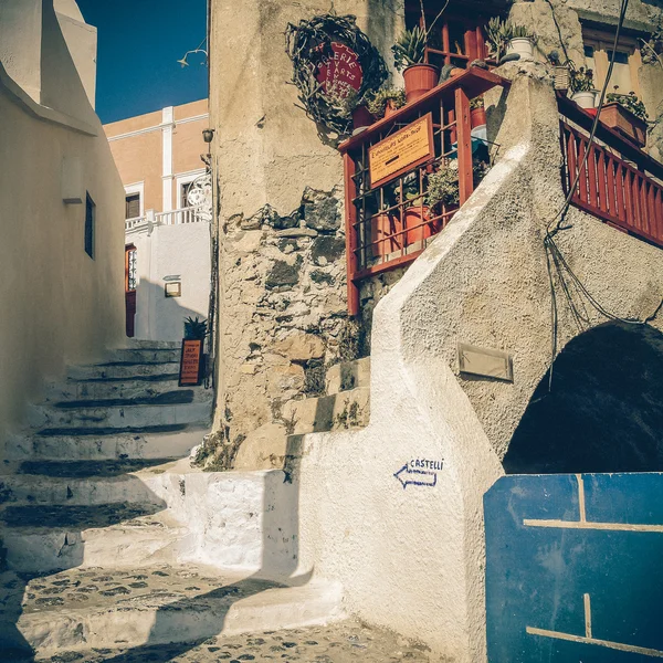 Vintage beeld weergave pyrgos - santorini eiland, Griekenland — Stockfoto