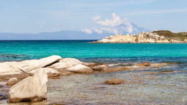 athos, sithonia, Yunanistan için karidi Beach'te vourvourou görüntüleyin