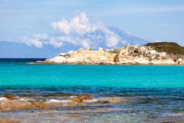 athos, sithonia, Yunanistan için karidi Beach'te vourvourou görüntüleyin