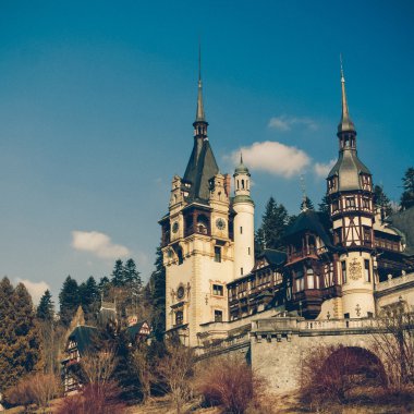 Peles Kalesi sinaia, Romanya, vintage coaster