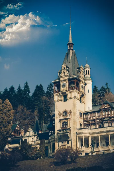 Peles casle, Transilvanya vintage coaster — Stok fotoğraf