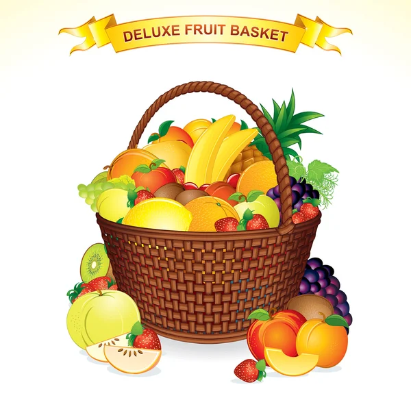 ᐈ Canasta de fruta vector de stock, dibujos canasta de fruta dibujo