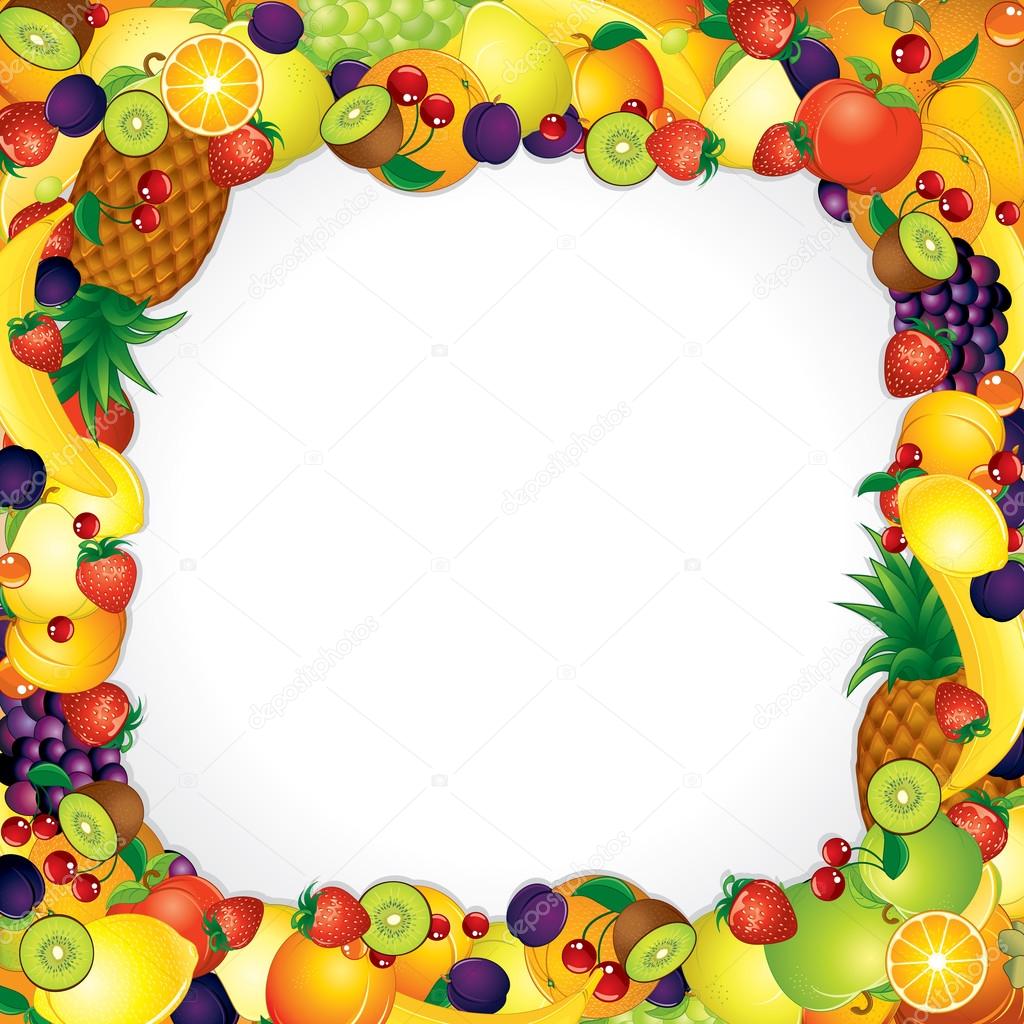 Frame from Fresh Fruits. Vector Image with Free Space — Stock Vector