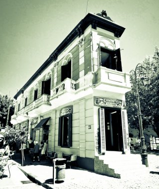 Buenos Aires - Şubat 14:Landmark La B Caminito sokak köşesinde