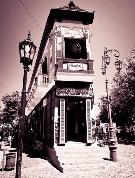 BUENOS AIRES - FEB 14:Landmark corner of Caminito Street in La B — Stock Photo, Image