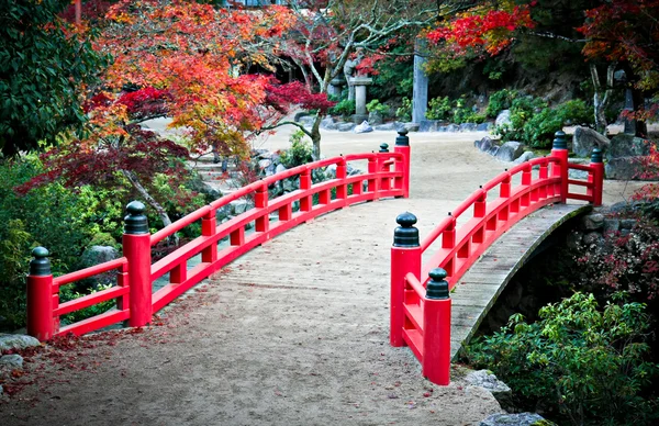 Ponte e cores do outono em Miyajima Japão — Fotografia de Stock