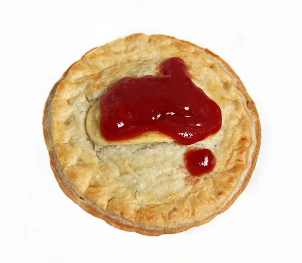 Australian Meat Pie and Sauce — Stock Photo, Image