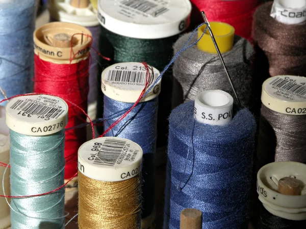 Closeup of colorful cotton reels