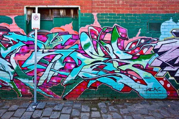 Melbourne - 29 juni: Street art av oidentifierad konstnär. Melbour — Stockfoto