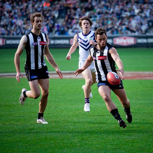 Collingwood w zwycięstwo nad fremantle na 30 czerwca 2012 r. w melbourne, australia. — Zdjęcie stockowe