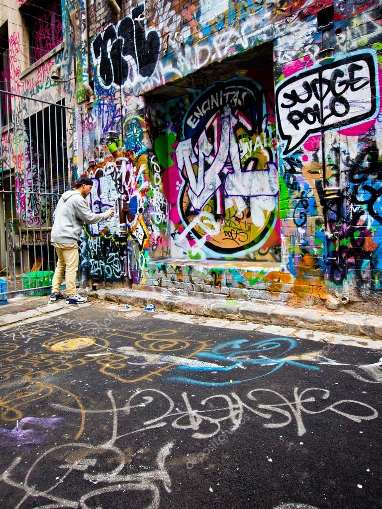 MELBOURNE AUGUST 14 Street art by unidentified artist. Melbourne's