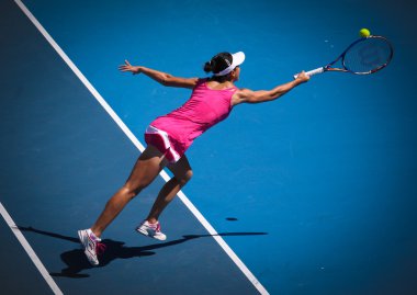 Melbourne, Avustralya - 26 Ocak: bethanie mattek sands venus ve serena ile onun çiftler maç içinde Çin yan zi williams