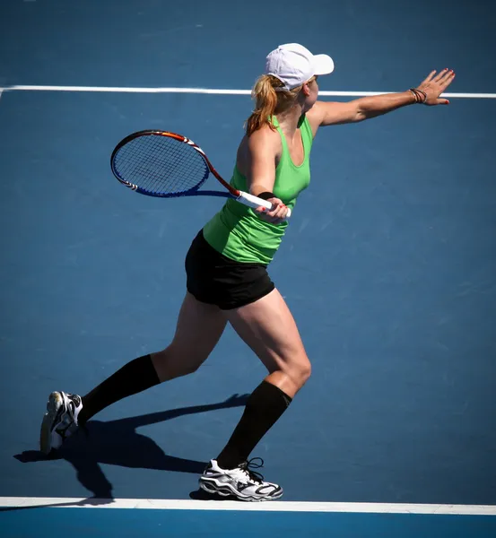 MELBOURNE - 26 de enero: Bethanie Mattek-Sands en un partido de dobles en el Abierto de Australia 2010 — Foto de Stock