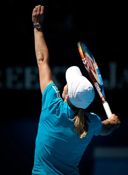MELBOURNE, AUSTRÁLIA - JANEIRO 26: ustine Henin a caminho da final individual feminina do Australian Open 2010 — Fotografia de Stock