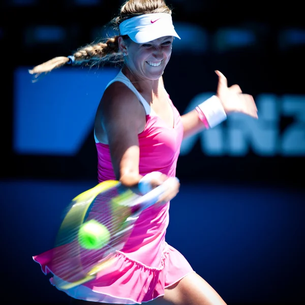 Melbourne - 23. ledna: Victoria Azarenka Běloruska v její čtvrté kolo ztrátu Li Na Chinaa v 2011 Australian Open — Stock fotografie