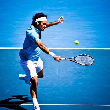 Melbourne, Avustralya - 25 Ocak: roger federer lleyton hewitt 2010 Avustralya Açık sırasında üzerinde onun kazanmak içinde