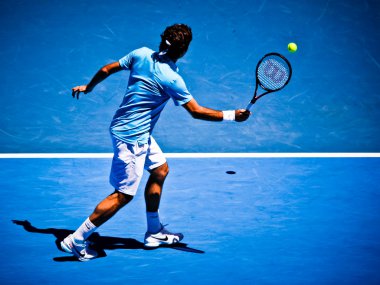 Melbourne, Avustralya - 25 Ocak: roger federer lleyton hewitt 2010 Avustralya Açık sırasında üzerinde onun kazanmak içinde