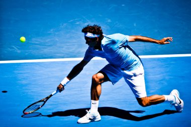 Melbourne, Avustralya - 25 Ocak: roger federer lleyton hewitt 2010 Avustralya Açık sırasında üzerinde onun kazanmak içinde
