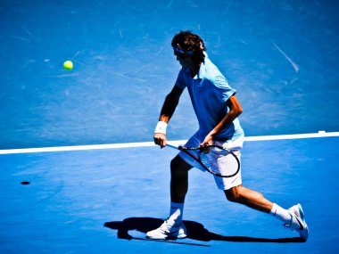 Melbourne, Avustralya - 25 Ocak: roger federer lleyton hewitt 2010 Avustralya Açık sırasında üzerinde onun kazanmak içinde