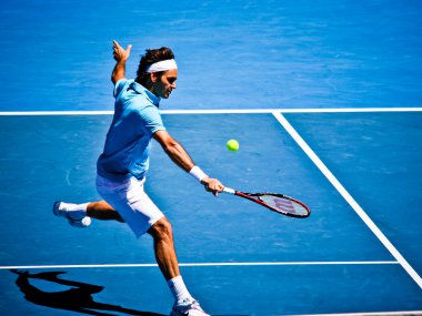 Melbourne, Avustralya - 25 Ocak: roger federer lleyton hewitt 2010 Avustralya Açık sırasında üzerinde onun kazanmak içinde