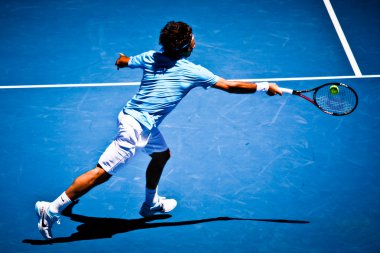Melbourne, Avustralya - 25 Ocak: roger federer lleyton hewitt 2010 Avustralya Açık sırasında üzerinde onun kazanmak içinde