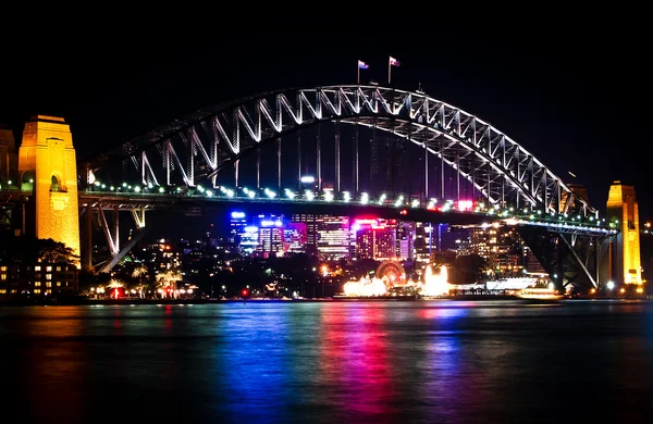 Sydney kikötői híd éjjel — Stock Fotó