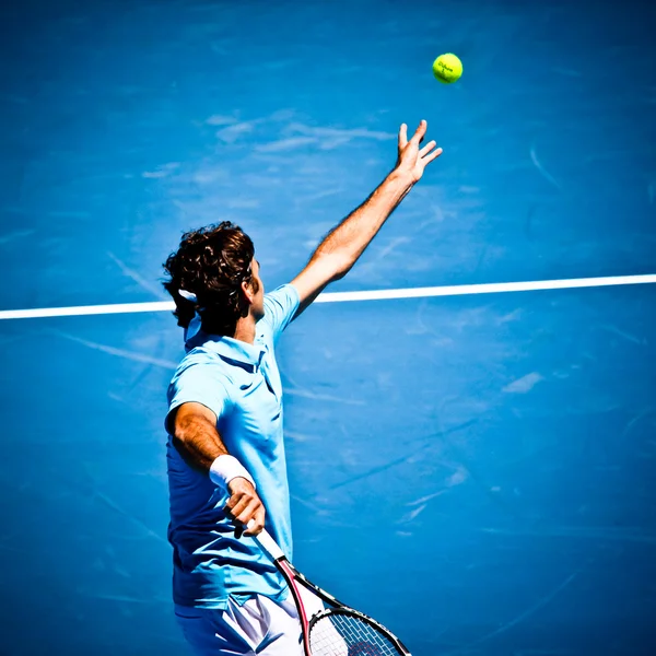 Melbourne, Avustralya - 25 Ocak: roger federer lleyton hewitt 2010 Avustralya Açık sırasında üzerinde onun kazanmak içinde