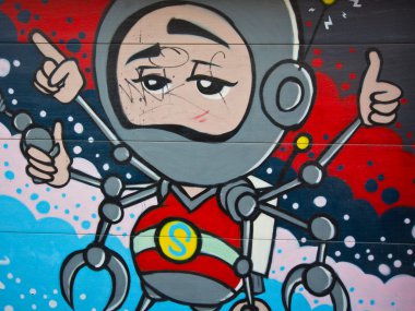 Melbourne - 11 Eylül: Street art tanımlanamayan sanatçı tarafından. Melbourn