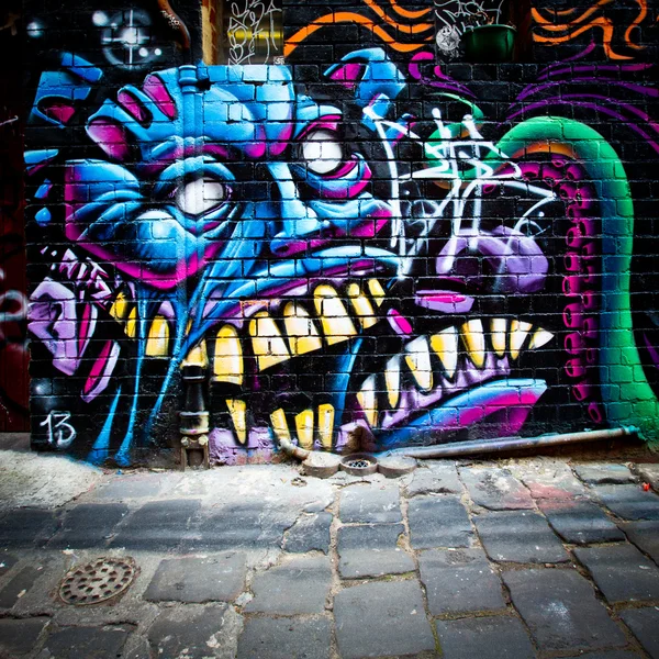 MELBOURNE - 11 DE SEPTIEMBRE: Arte urbano de artistas no identificados. Melbourn. —  Fotos de Stock