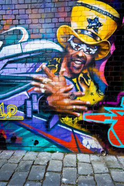 Melbourne - 11 Eylül: Street art tanımlanamayan sanatçı tarafından. Melbourn